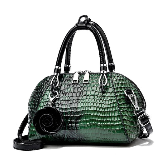 Solene Mini Croco Shell Tote - Chic Yellow Shoulder Bag for Women