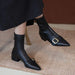 Women’s Black Ankle Boots - Elegant Low Heel Pointed Toe Booties, Designer Luxury Autumn Footwear for Work & Casual Wear