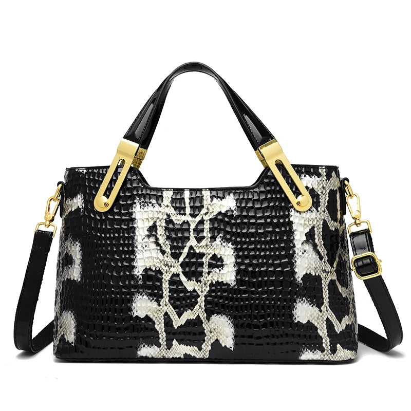 Serpentina Luxe - Elegant Python Print Handbag for Parties & Formal Occasions