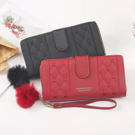 Women's Long PU Leather Wallet - Large Capacity Card Holder & Zipper Coin Purse with Phone Compartment and Wristlet