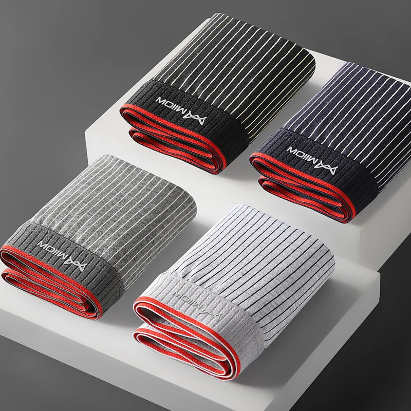 Men’s Plus-Size Organic Cotton Boxer Shorts – 3/4 Pairs, Striped & Seamless, 5XL