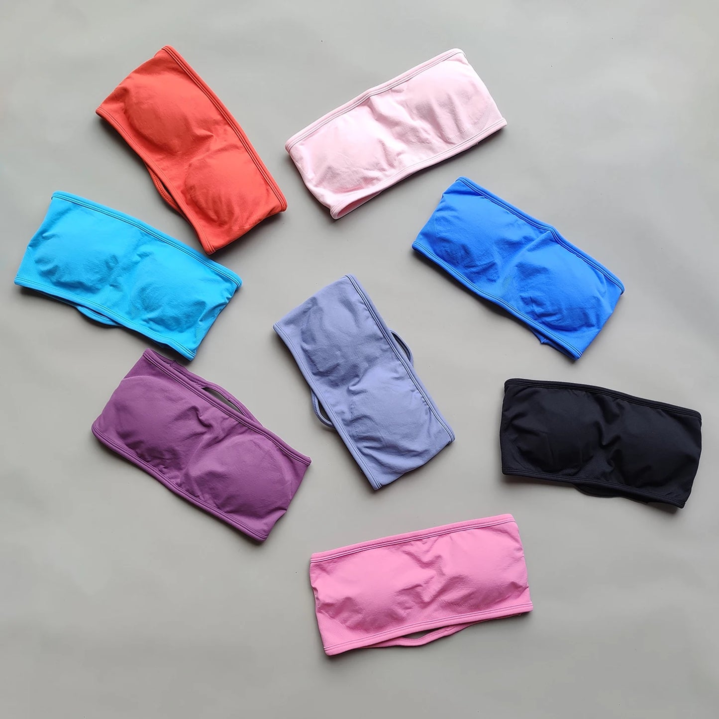 RFTE Backless Bandeau Sports Bra - Seamless Crop Top for Women, Yoga & Gym Workout, Push-Up Fitness Sportswear