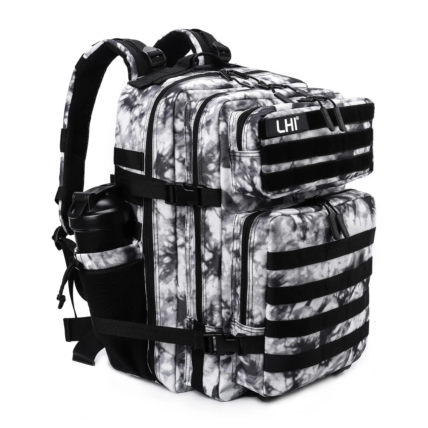 LHI 45L Tactical Backpack for Men & Women - Large Outdoor Sports Hiking Gym Bag with Bottle Holder
