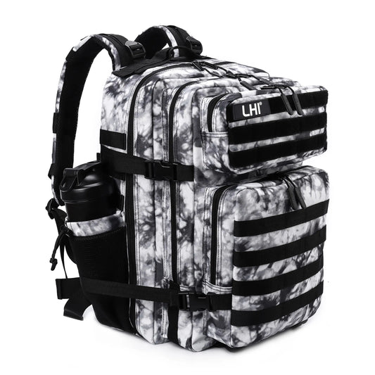 LHI 45L Tactical Backpack for Men & Women - Large Outdoor Sports Hiking Gym Bag with Bottle Holder