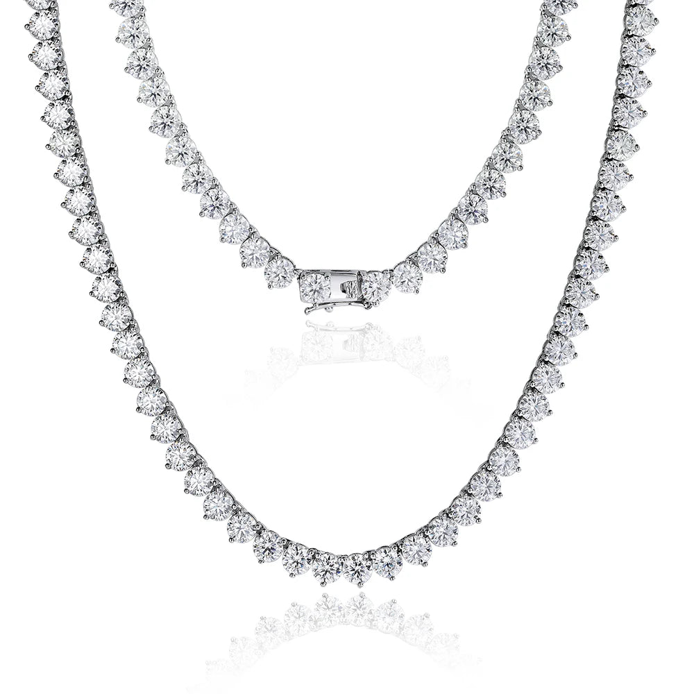 3-Claw D Color VVS1 Moissanite Tennis Necklace – 3mm / 4mm / 5mm GRA Certified Lab Diamond Chain, Solid 925 Sterling Silver Unisex Fine Jewelry