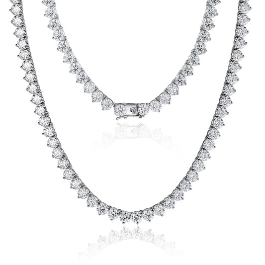 3-Claw D Color VVS1 Moissanite Tennis Necklace – 3mm / 4mm / 5mm GRA Certified Lab Diamond Chain, Solid 925 Sterling Silver Unisex Fine Jewelry