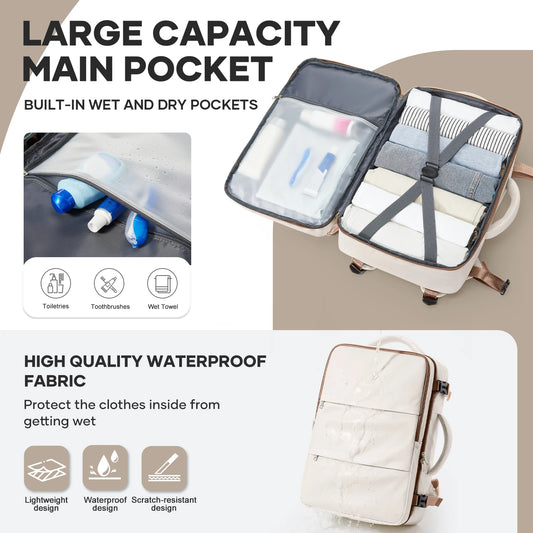 Ryanair Approved Notebook Travel Backpack - Waterproof Laptop Cabin Bag for Men & Women