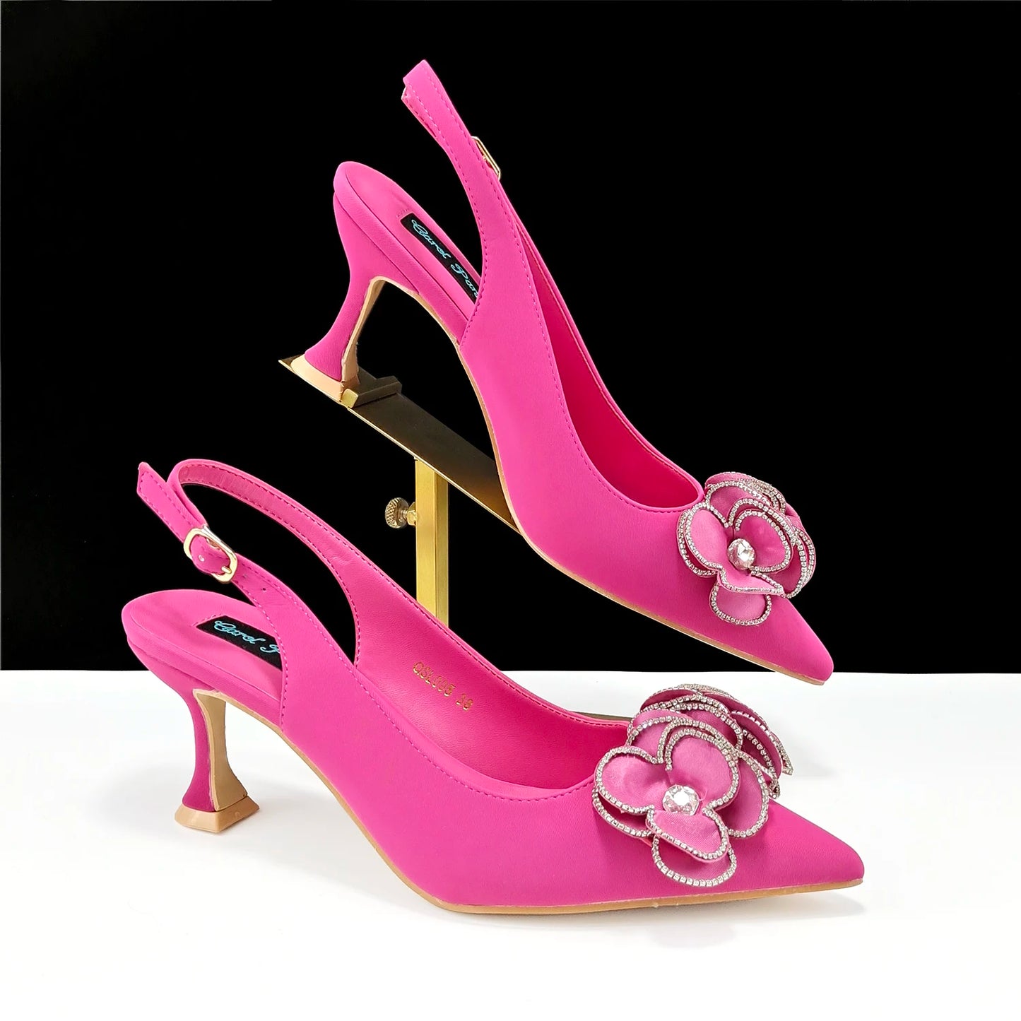 Women’s Pointed Toe Shoes & Bag Set - Floral Decoration, Elegant Party & Daily Wear