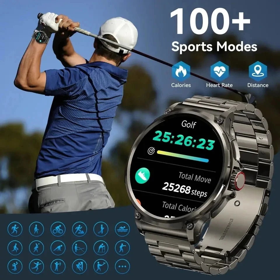 Premium GPS Smartwatch for Men - 1.85-Inch HD AMOLED Screen, 710mAh Battery, Sport & Bluetooth Call Function
