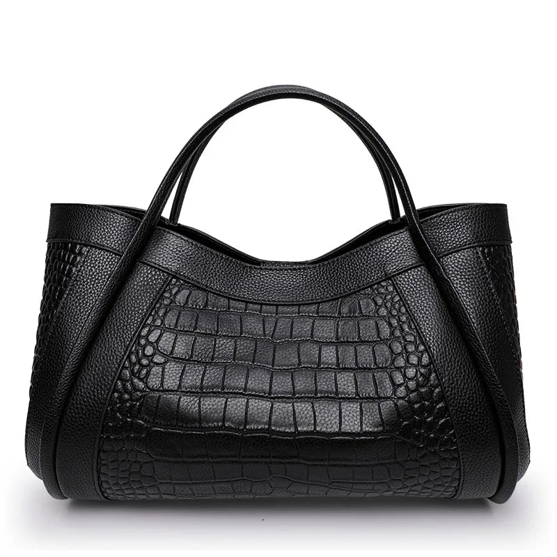 Aidrani Elegance - Premium Crocodile Embossed Leather Tote with Matching Pouch