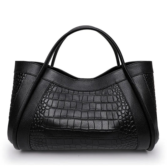 Aidrani Elegance - Premium Crocodile Embossed Leather Tote with Matching Pouch