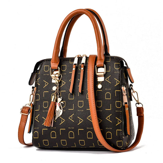 ChicLetter Luxe Tassel Tote - Elegant PU Leather Handbag for Women