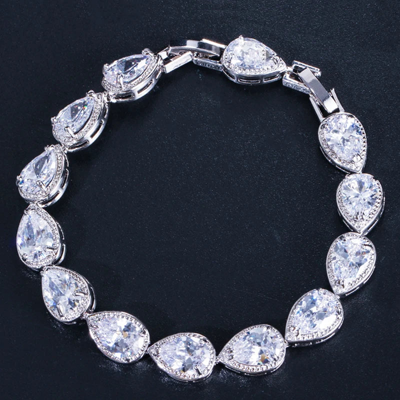 Brilliant Water Drop Cubic Bracelet - Elegant Bridal & Wedding Jewelry for Women