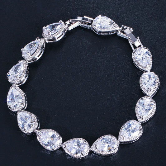Brilliant Water Drop Cubic Bracelet - Elegant Bridal & Wedding Jewelry for Women