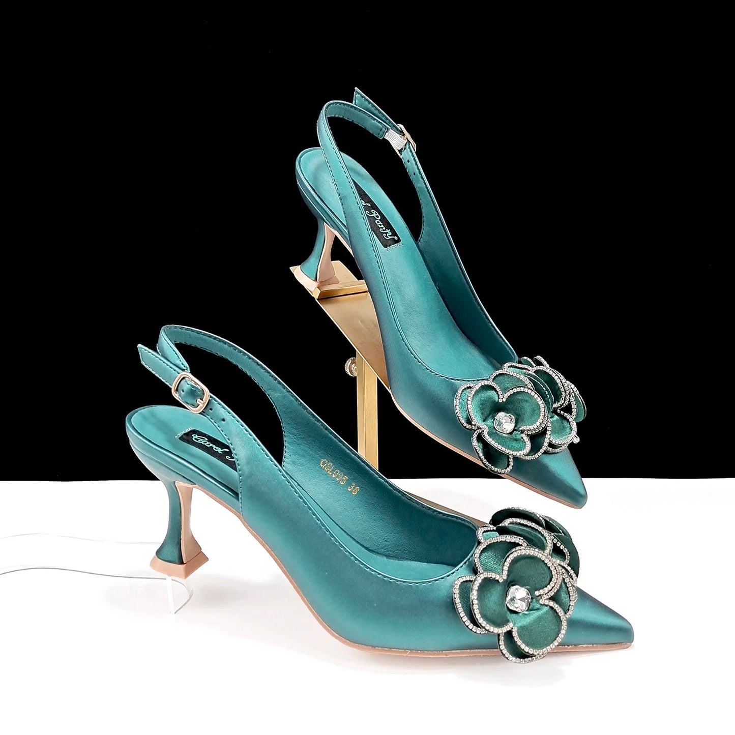 Women’s Pointed Toe Shoes & Bag Set - Floral Decoration, Elegant Party & Daily Wear