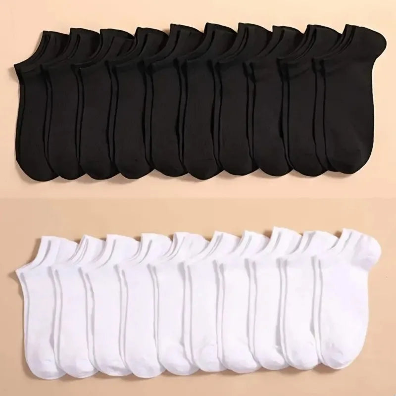 Unisex Low-Cut Boat Socks - 10 or 20 Pairs Thin Breathable Anti-Odor Ankle Socks for Men & Women