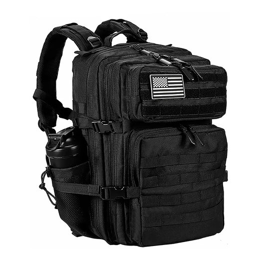 LHI 45L Tactical Backpack for Men & Women - Large Outdoor Sports Hiking Gym Bag with Bottle Holder