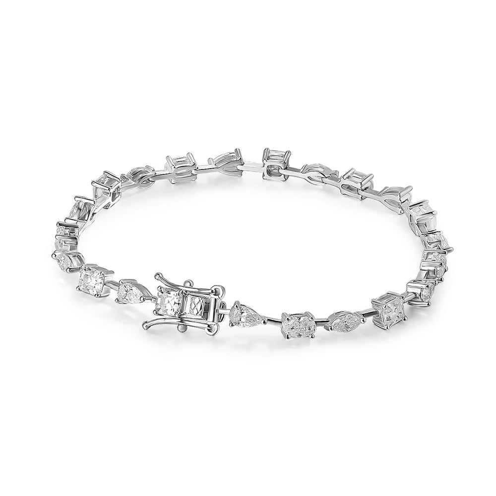 KNOBSPIN 6.3–8.1ct Moissanite Tennis Bracelet - D VVS1 Lab-Grown Diamond, 925 Sterling Silver Plated 18K Gold for Women & Men
