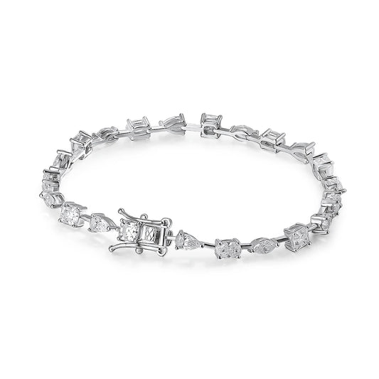 KNOBSPIN 6.3–8.1ct Moissanite Tennis Bracelet - D VVS1 Lab-Grown Diamond, 925 Sterling Silver Plated 18K Gold for Women & Men