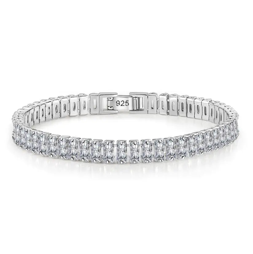 Real Moissanite Bracelet - Sparkling 925 Sterling Silver Luxury Jewelry for Weddings & Parties