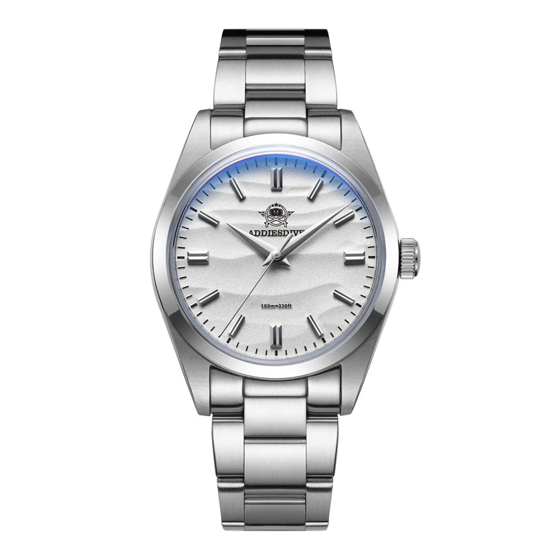 Men’s Stainless Steel Quartz Watch - 100M Waterproof, 3D Sand Dial Dress Timepiece