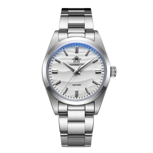 Men’s Stainless Steel Quartz Watch - 100M Waterproof, 3D Sand Dial Dress Timepiece