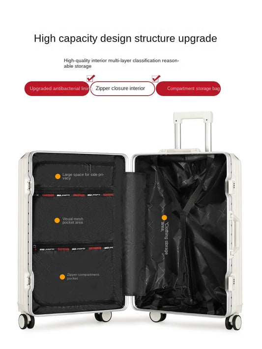 28-Inch Large Capacity Aluminum Frame Suitcase - Durable Trolley Luggage with Universal Wheels, Business Travel Suitcase 24