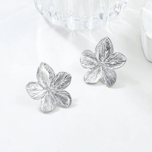 2PC Women’s Stainless Steel Flower Earrings - Trendy Fashion Jewelry for Festivals, Parties & Travel