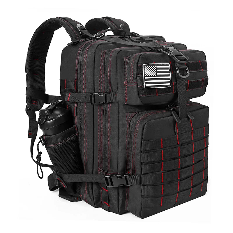 LHI 45L Tactical Backpack for Men & Women - Large Outdoor Sports Hiking Gym Bag with Bottle Holder