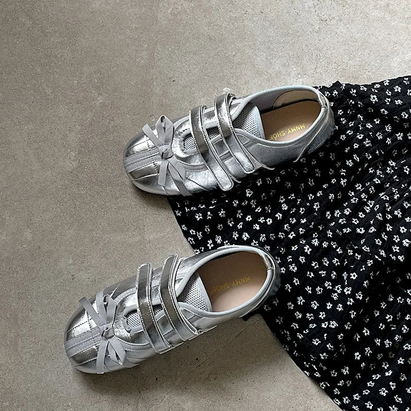 Women’s Mary Jane Cross-Strap Flats - Elegant Round-Toe Ballerinas with Soft Comfortable Sole