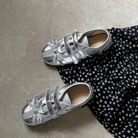 Women’s Mary Jane Cross-Strap Flats - Elegant Round-Toe Ballerinas with Soft Comfortable Sole