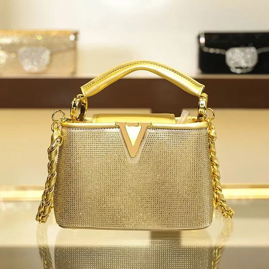 Celestara Crystal Luxe - Women's Glamorous Diamond-Embellished Shoulder & Crossbody Banquet Bag