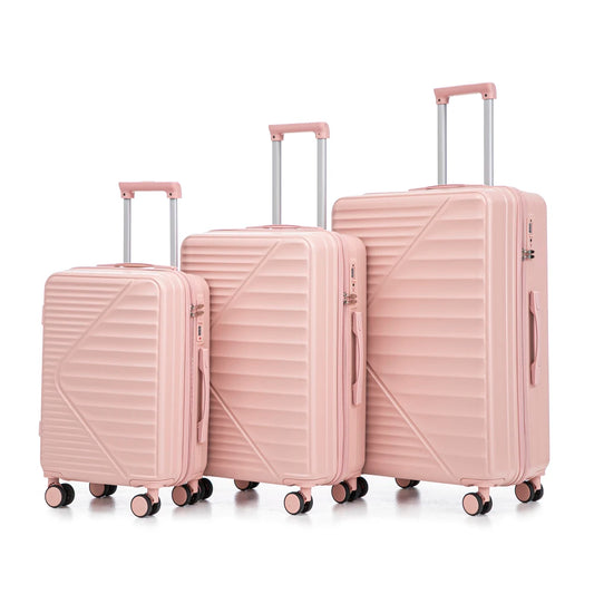 3-Piece ABS Luggage Set - 20"/24"/28" Spinner Carry-On Suitcases with Matching Color & TSA Lock