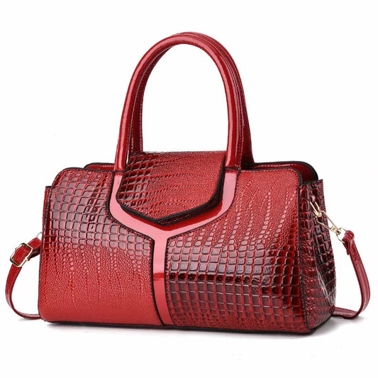 Retro Chic Croco Shoulder Tote - Minimalist Large Capacity Handbag for Women