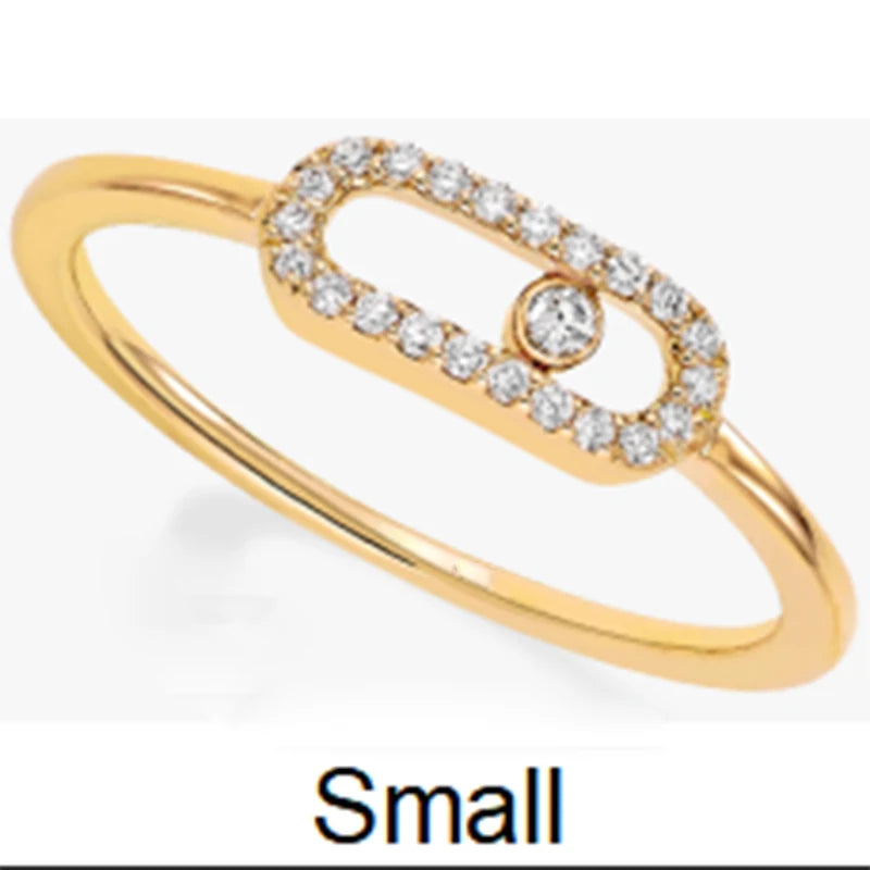 Exquisite Single Diamond Sliding Ring - 925 Sterling Silver Luxury Jewelry