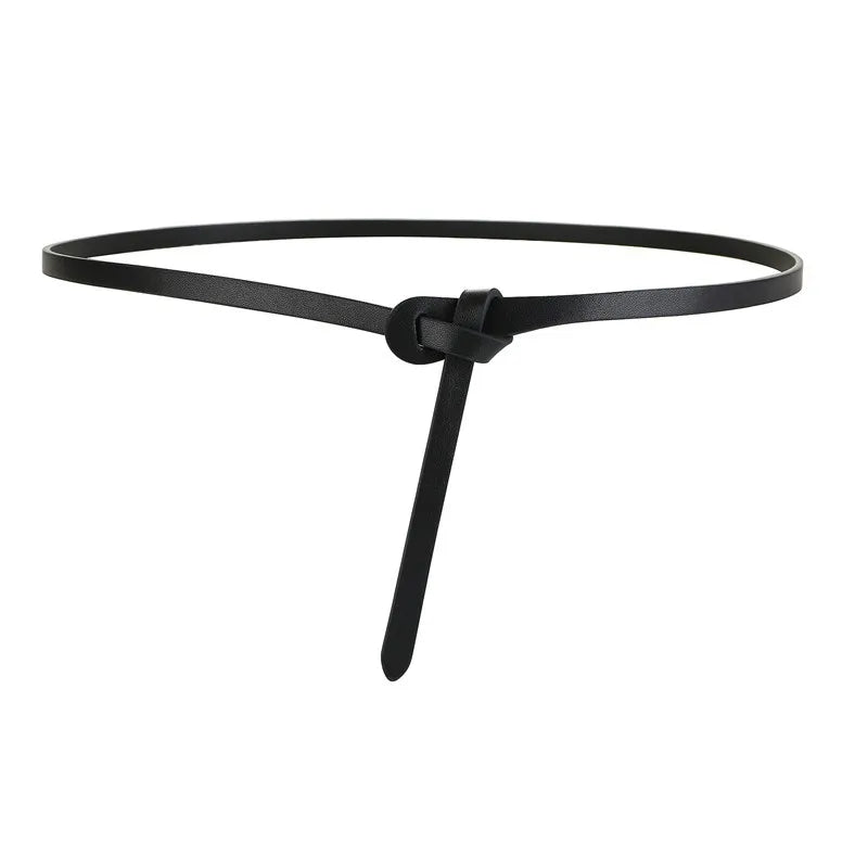 Women’s Genuine Cowhide Leather Belt - Soft Knotted Strap, Retro Gothic Designer Corset Style