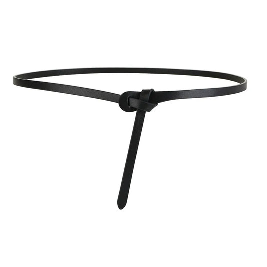 Women’s Genuine Cowhide Leather Belt - Soft Knotted Strap, Retro Gothic Designer Corset Style