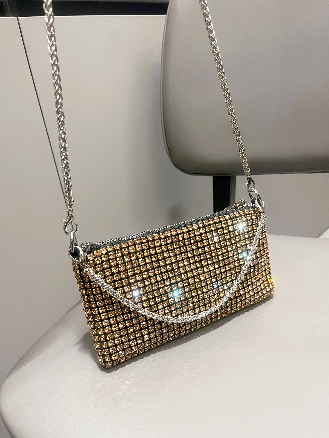 Luxury Designer Rhinestone Clutch - Women's Evening Handbag with Handle & Shoulder Strap