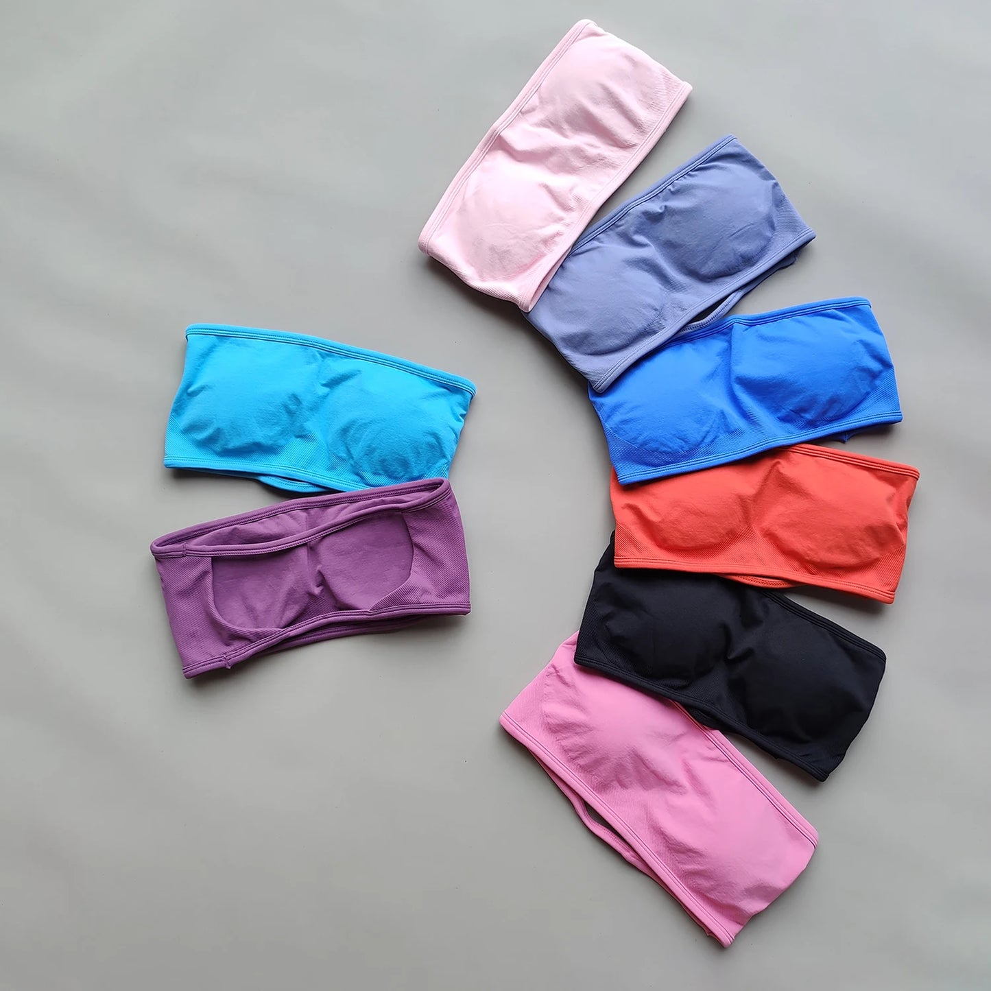 RFTE Backless Bandeau Sports Bra - Seamless Crop Top for Women, Yoga & Gym Workout, Push-Up Fitness Sportswear