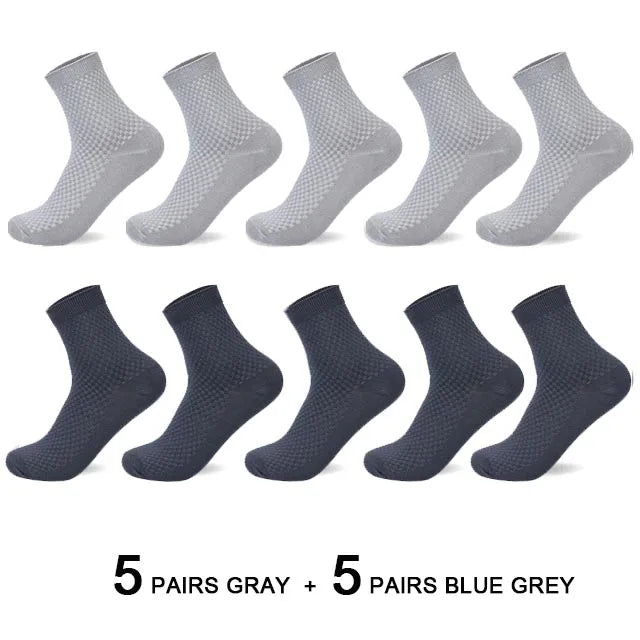 Men’s Business Casual Socks - 5/10/15 Pairs, Mid-Calf Compression Dress Socks for Spring & Autumn