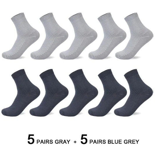 Men’s Business Casual Socks - 5/10/15 Pairs, Mid-Calf Compression Dress Socks for Spring & Autumn