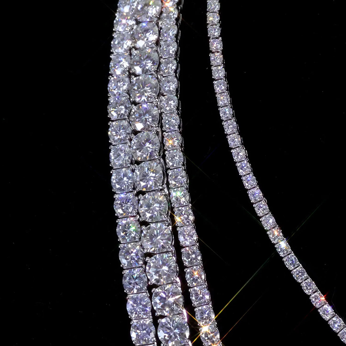 ESKEEM 925 Sterling Silver Moissanite Tennis Chain Necklace - VVS D Color Stones, Iced Out 2mm–5mm Lab Diamond Chain, Passes Diamond Tester, Fine Jewelry