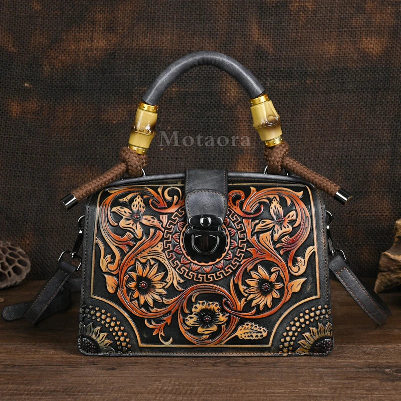 Motaora Vintage Embossed Artisan Shoulder & Crossbody Bag