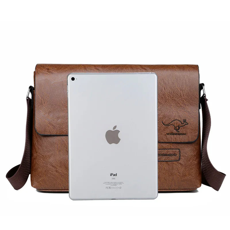 Luxury Men’s Leather Shoulder Bag | Business Messenger & iPad Crossbody Handbag – Large Side Sling Bag