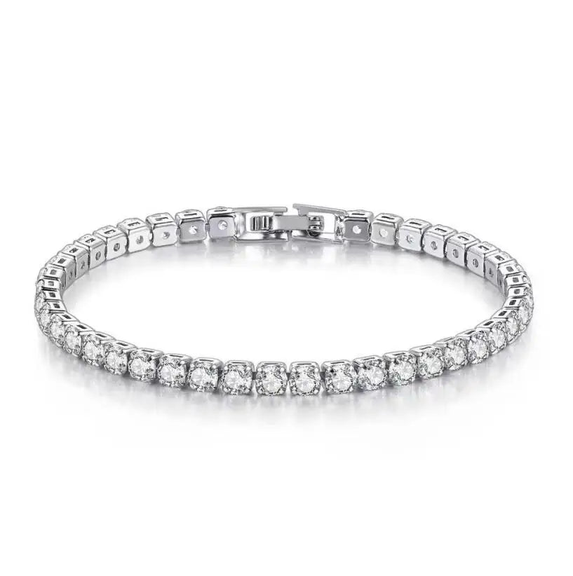 Real 3MM D VVS Moissanite Tennis Bracelet - 925 Sterling Silver Sparkling Jewelry for Women