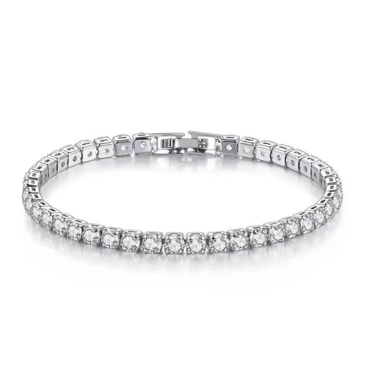 Real 3MM D VVS Moissanite Tennis Bracelet - 925 Sterling Silver Sparkling Jewelry for Women