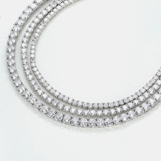 3mm / 4mm / 5mm Moissanite Tennis Necklace - 925 Sterling Silver Lab Diamond Chain for Men & Women, Luxury Fine Jewelry