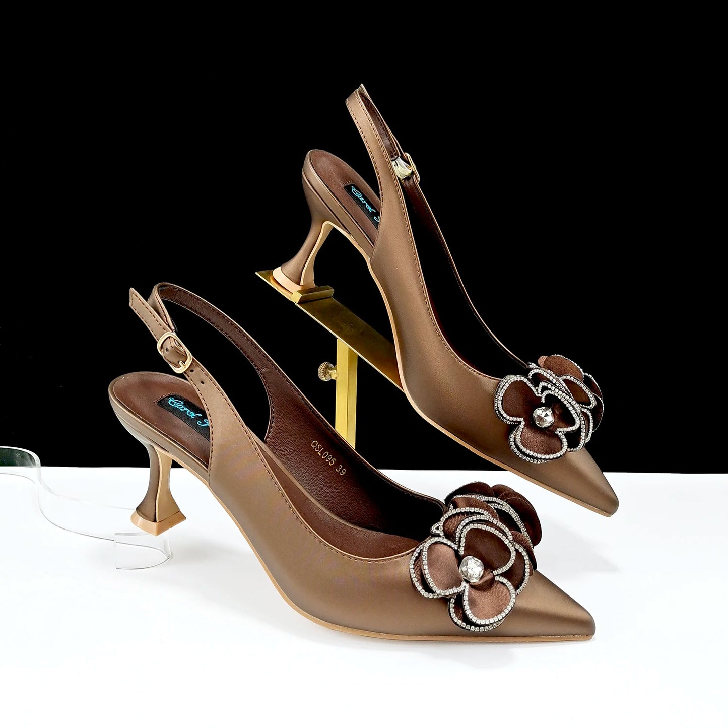 Women’s Pointed Toe Shoes & Bag Set - Floral Decoration, Elegant Party & Daily Wear