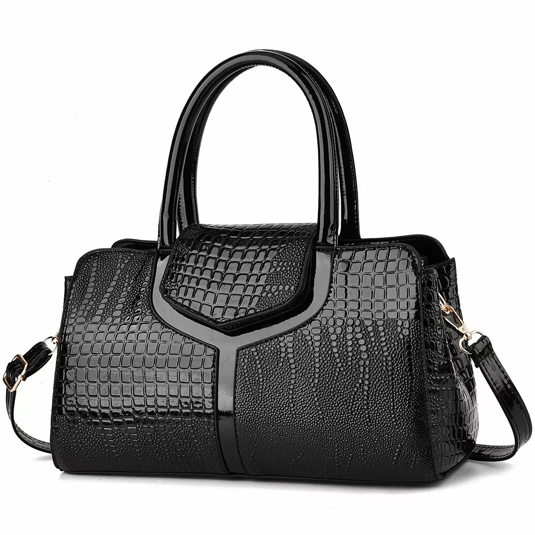 Retro Chic Croco Shoulder Tote - Minimalist Large Capacity Handbag for Women