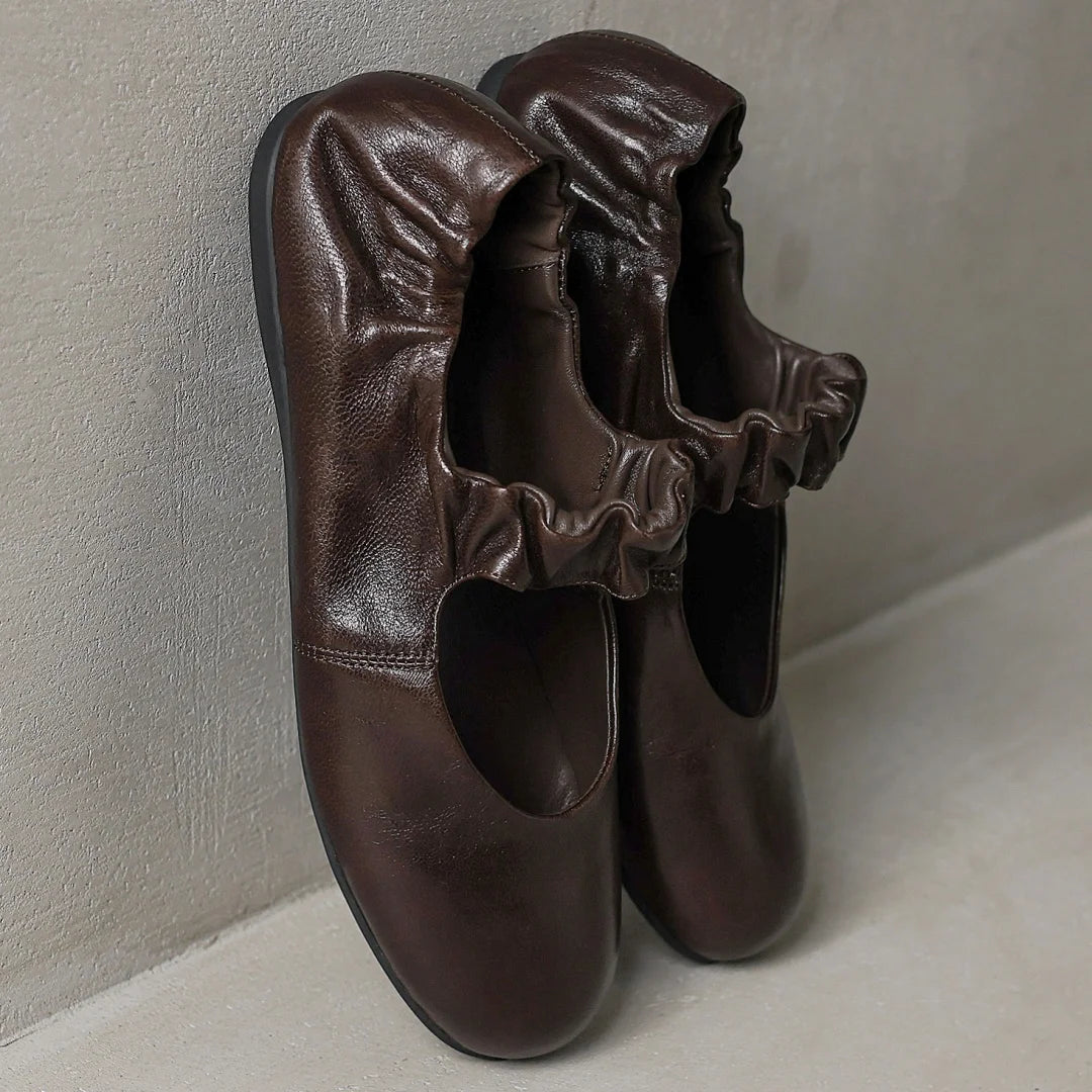 Women’s Sheepskin Slip-On Ballet Flats - Soft, Comfortable Round-Toe Ballerinas with Elastic Band